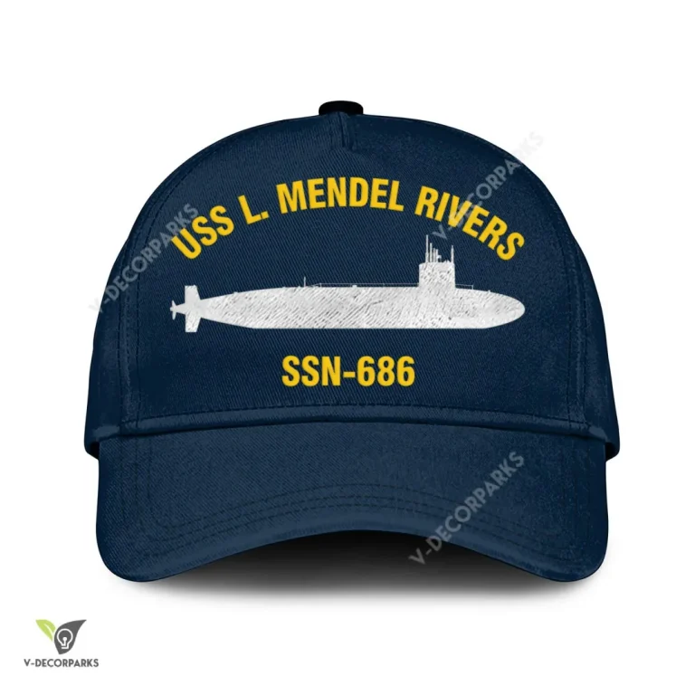 Uss L. Mendel Rivers Ssn-686 Classic Baseball Cap Gift For Navy Veteran, Custom Print/embroidered Us Navy Ships Classic Cap