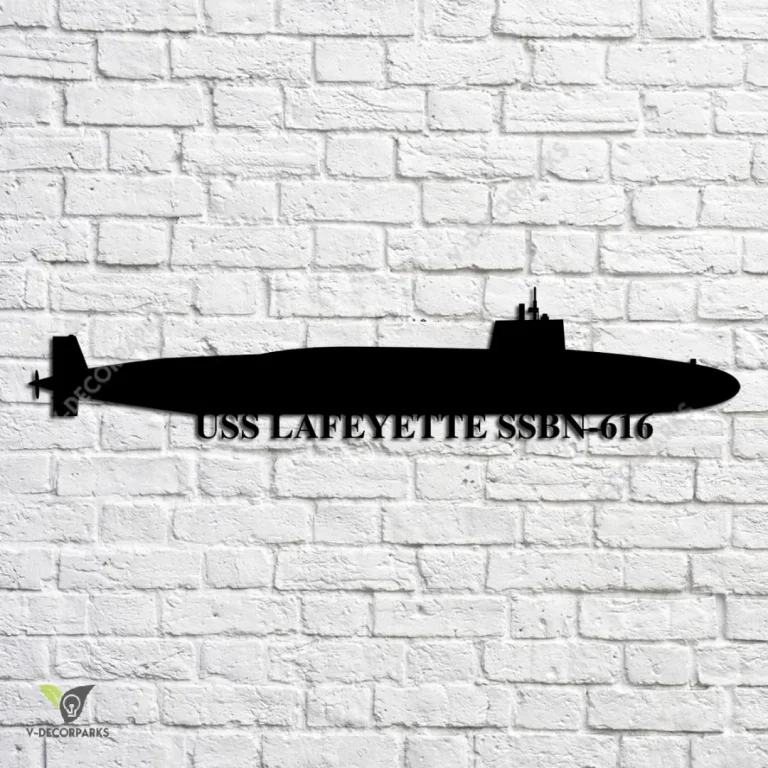 Uss Lafeyette Ssbn-616 Navy Ship Metal Art, Navy Ships Silhouette Metal Gift For Navy Veteran, Custom Us Navy Ship Metal Sign