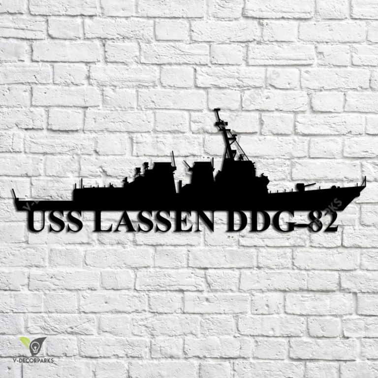 Uss Lassen Ddg-82 Navy Ship Metal Art, Navy Ships Silhouette Metal Gift For Navy Veteran, Custom Us Navy Ship Metal Sign