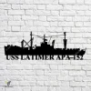 Uss Latimer Apa 152 Navy Ship Metal Art, Navy Ships Silhouette Metal Gift For Navy Veteran, Custom Us Navy Ship Metal Sign