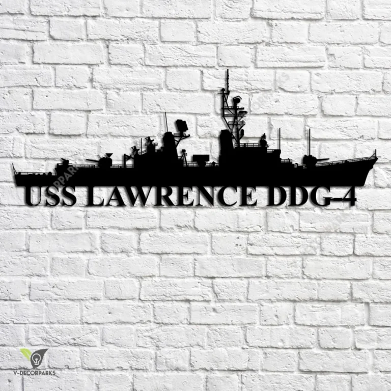 Uss Lawrence Ddg-4 Navy Ship Metal Art, Navy Ships Silhouette Metal Gift For Navy Veteran, Custom Us Navy Ship Metal Sign