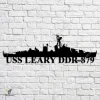 Uss Leary Ddr-879 Navy Ship Metal Art, Navy Ships Silhouette Metal Gift For Navy Veteran, Custom Us Navy Ship Metal Sign