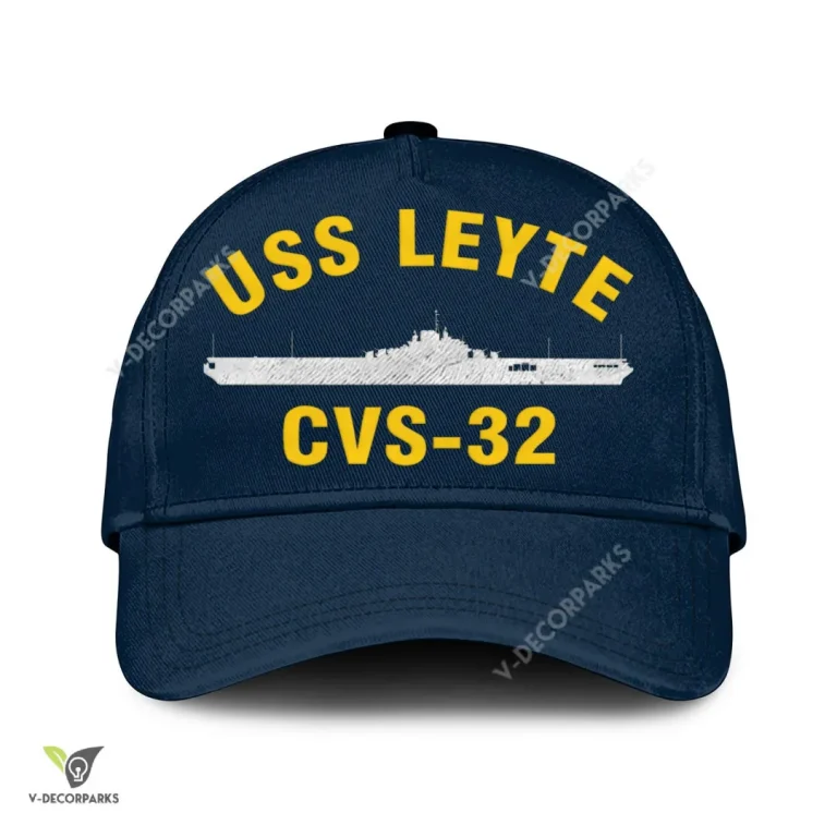 Uss Leyte Cvs-32 Classic Baseball Cap Gift For Navy Veteran, Custom Print/embroidered Us Navy Ships Classic Cap