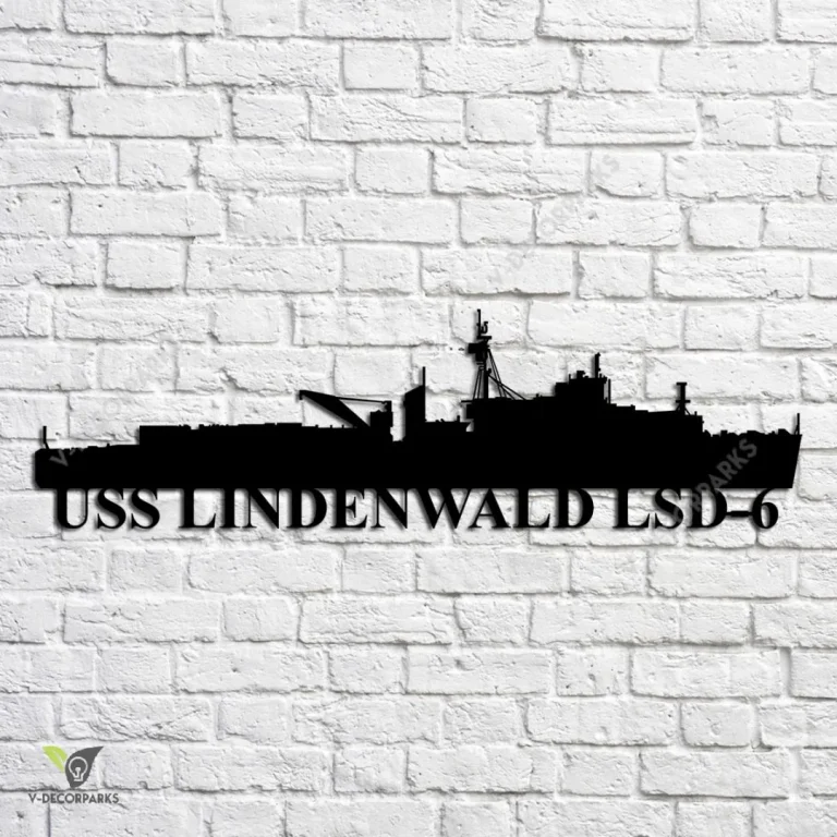 Uss Lindenwald Lsd-6 Navy Ship Metal Art, Navy Ships Silhouette Metal Gift For Navy Veteran, Custom Us Navy Ship Metal Sign