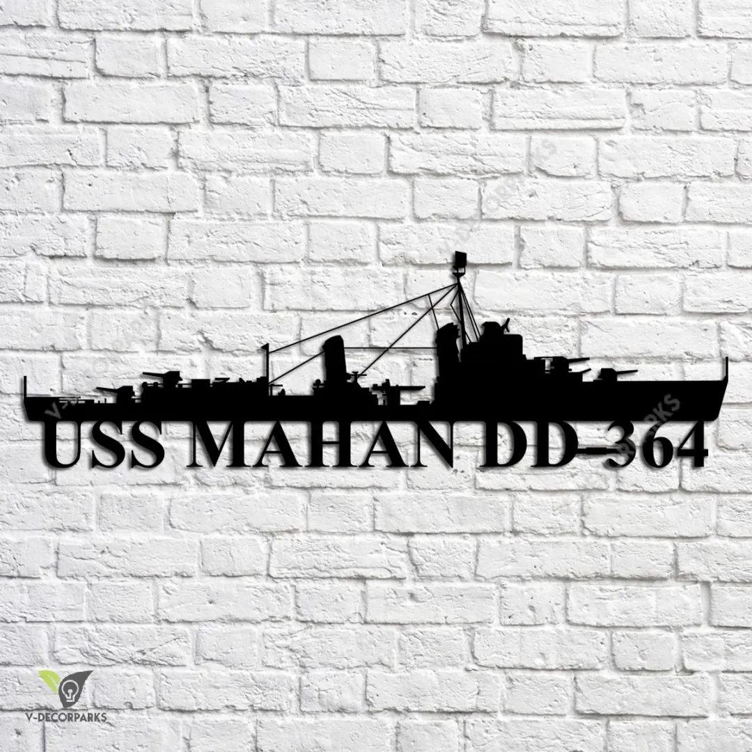 USS-Mahan-DD-364_metalmu.webp Uss Mahan Dd-364 Navy Ship Metal Art, Navy Ships Silhouette Metal Gift For Navy Veteran, Custom Us Navy Ship Metal Sign