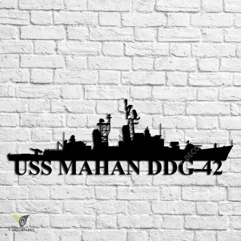 Uss Mahan Ddg-42 Navy Ship Metal Art, Navy Ships Silhouette Metal Gift For Navy Veteran, Custom Us Navy Ship Metal Sign