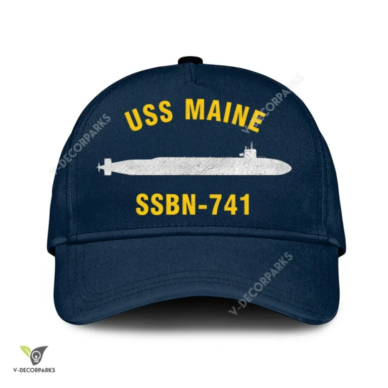Uss Maine Ssbn-741 V2 Classic Baseball Cap Gift For Navy Veteran, Custom Print/embroidered Us Navy Ships Classic Cap