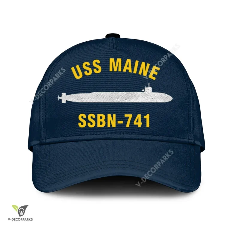 Uss Maine Ssbn-741 Classic Baseball Cap Gift For Navy Veteran, Custom Print/embroidered Us Navy Ships Classic Cap