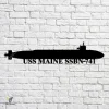 Uss Maine Ssbn-741 Navy Ship Metal Art, Navy Ships Silhouette Metal Gift For Navy Veteran, Custom Us Navy Ship Metal Sign