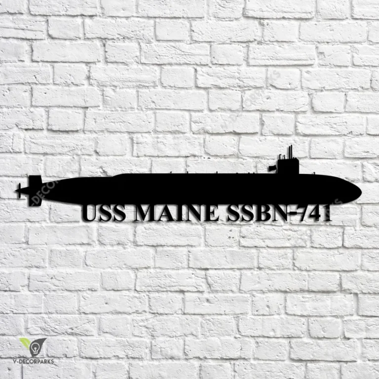 Uss Maine Ssbn-741 Navy Ship Metal Art, Navy Ships Silhouette Metal Gift For Navy Veteran, Custom Us Navy Ship Metal Sign