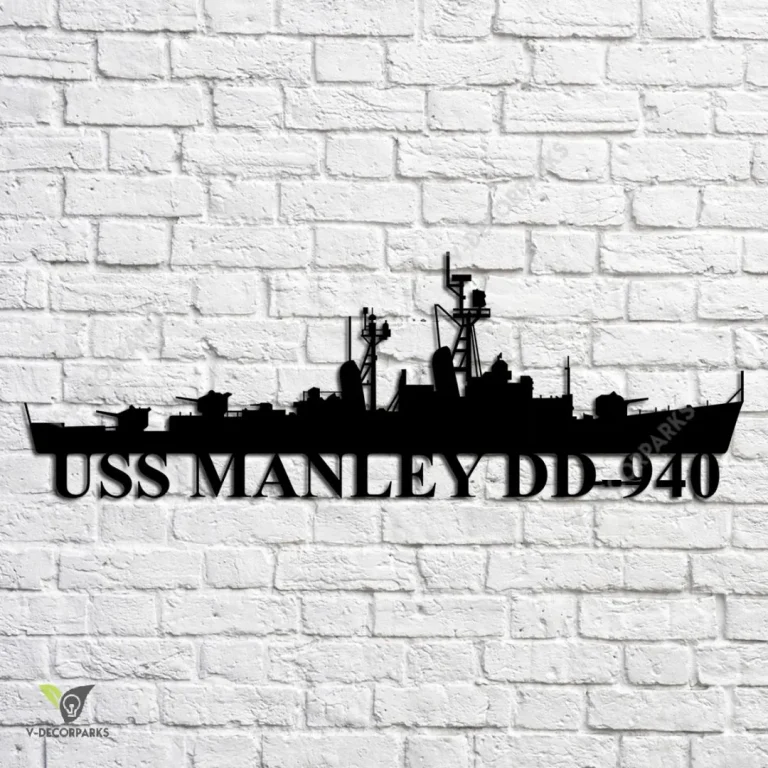 Uss Manley Dd-940 Navy Ship Metal Art, Navy Ships Silhouette Metal Gift For Navy Veteran, Custom Us Navy Ship Metal Sign