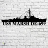 Uss Marsh De-699 Navy Ship Metal Art, Navy Ships Silhouette Metal Gift For Navy Veteran, Custom Us Navy Ship Metal Sign