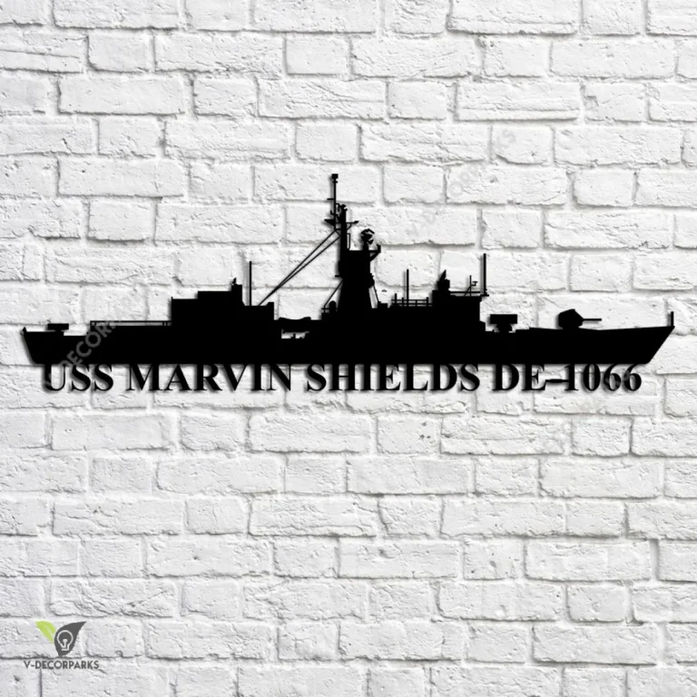 Uss Marvin Shields De-1066 Navy Ship Metal Art, Navy Ships Silhouette Metal Gift For Navy Veteran, Custom Us Navy Ship Metal Sign