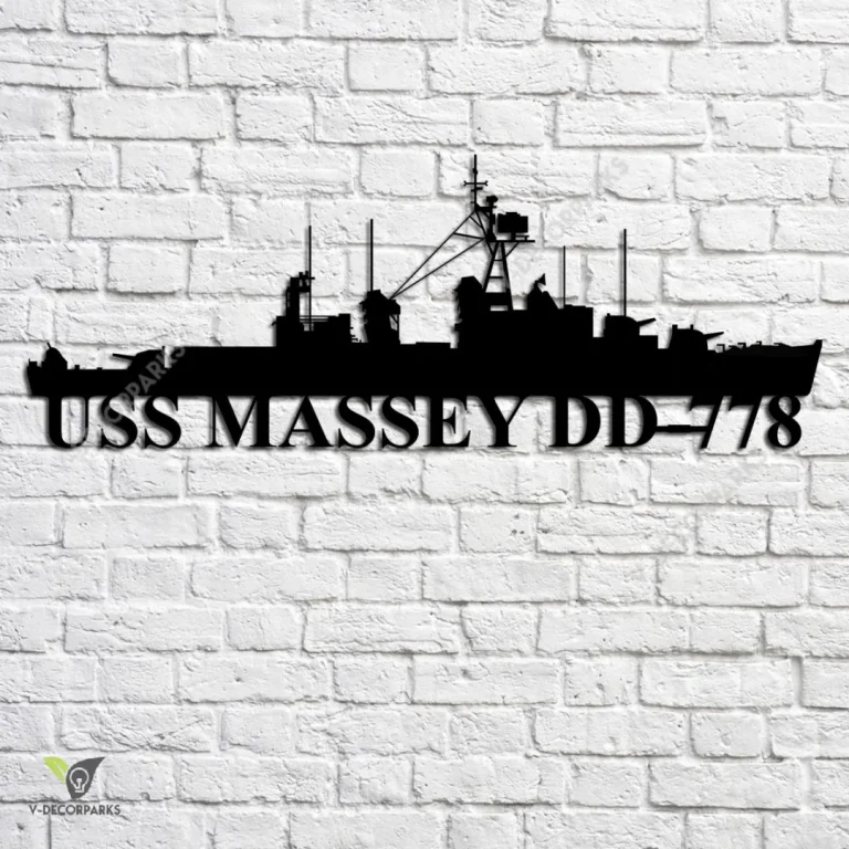 Uss Massey Dd-778 Navy Ship Metal Art, Navy Ships Silhouette Metal Gift For Navy Veteran, Custom Us Navy Ship Metal Sign