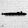 Uss Michigan Ssgn-727 Navy Ship Metal Art, Navy Ships Silhouette Metal Gift For Navy Veteran, Custom Us Navy Ship Metal Sign