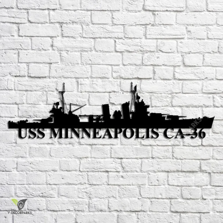 Uss Minneapolis Ca 36 Navy Ship Metal Art, Navy Ships Silhouette Metal Gift For Navy Veteran, Custom Us Navy Ship Metal Sign