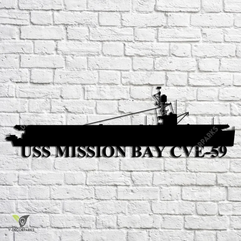 Uss Mission Bay Cve-59 Navy Ship Metal Art, Navy Ships Silhouette Metal Gift For Navy Veteran, Custom Us Navy Ship Metal Sign
