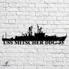 Uss Mitscher Ddg-35 Navy Ship Metal Art, Navy Ships Silhouette Metal Gift For Navy Veteran, Custom Us Navy Ship Metal Sign