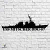 Uss Mitscher Ddg-57 Navy Ship Metal Art, Navy Ships Silhouette Metal Gift For Navy Veteran, Custom Us Navy Ship Metal Sign
