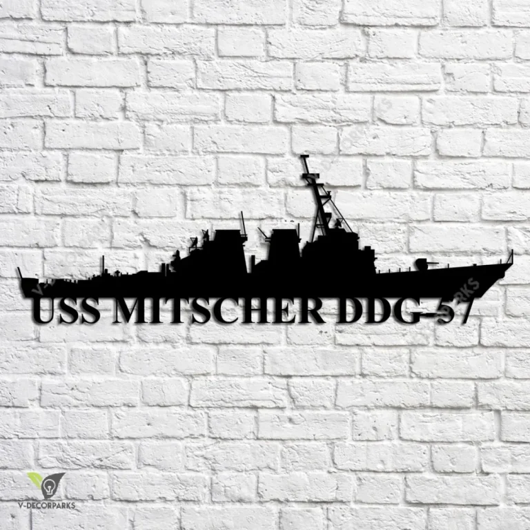 Uss Mitscher Ddg-57 Navy Ship Metal Art, Navy Ships Silhouette Metal Gift For Navy Veteran, Custom Us Navy Ship Metal Sign