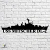 Uss Mitscher Dl-2 Navy Ship Metal Art, Navy Ships Silhouette Metal Gift For Navy Veteran, Custom Us Navy Ship Metal Sign