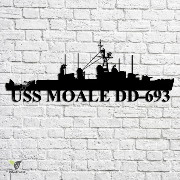 Uss Moale Dd-693 Navy Ship Metal Art, Navy Ships Silhouette Metal Gift For Navy Veteran, Custom Us Navy Ship Metal Sign