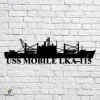 Uss Mobile Lka-115 Navy Ship Metal Art, Navy Ships Silhouette Metal Gift For Navy Veteran, Custom Us Navy Ship Metal Sign