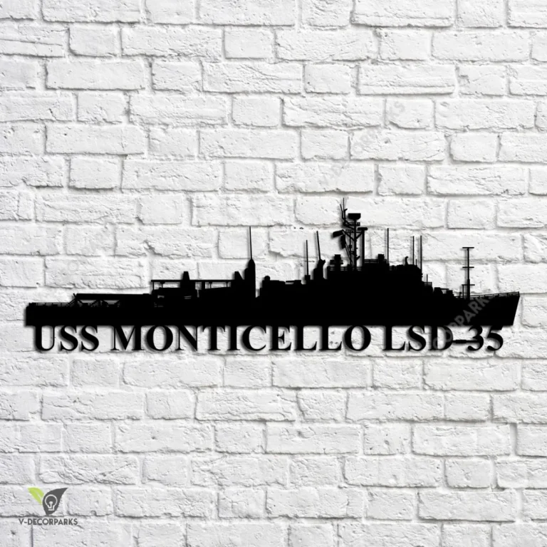 Uss Monticello Lsd-35 Navy Ship Metal Art, Navy Ships Silhouette Metal Gift For Navy Veteran, Custom Us Navy Ship Metal Sign