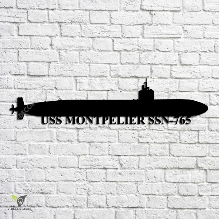 Uss Montpelier Ssn-765 V2 Navy Ship Metal Art, Navy Ships Silhouette Metal Gift For Navy Veteran, Custom Us Navy Ship Metal Sign