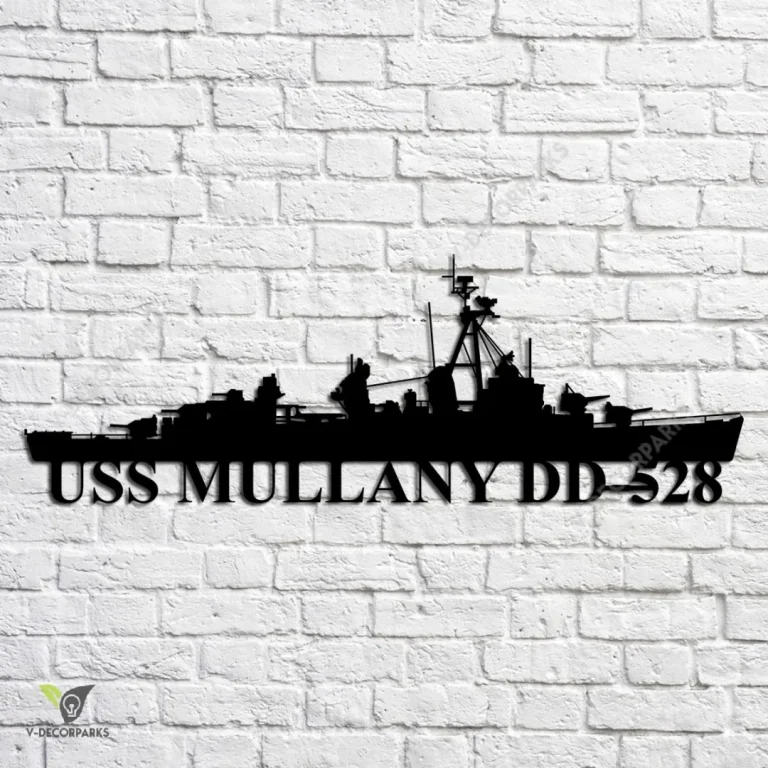 Uss Mullany Dd-528 Navy Ship Metal Art, Navy Ships Silhouette Metal Gift For Navy Veteran, Custom Us Navy Ship Metal Sign