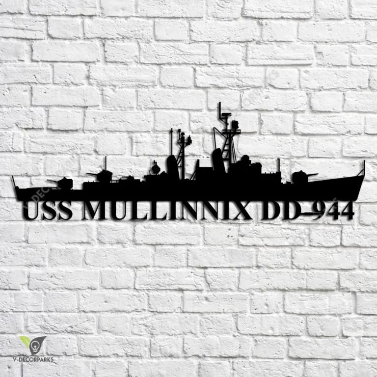 Uss Mullinnix Dd-944 Navy Ship Metal Art, Navy Ships Silhouette Metal Gift For Navy Veteran, Custom Us Navy Ship Metal Sign