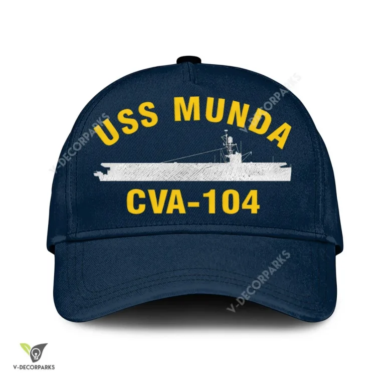 Uss Munda Cve-104 Classic Baseball Cap Gift For Navy Veteran, Custom Print/embroidered Us Navy Ships Classic Cap