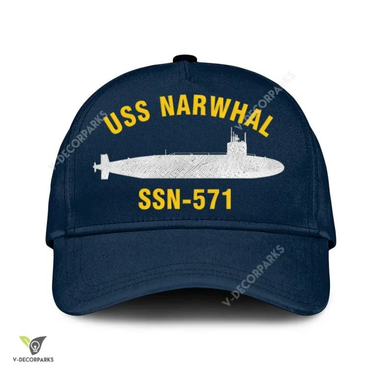 Uss Narwhal Ssn-571 Classic Baseball Cap Gift For Navy Veteran, Custom Print/embroidered Us Navy Ships Classic Cap