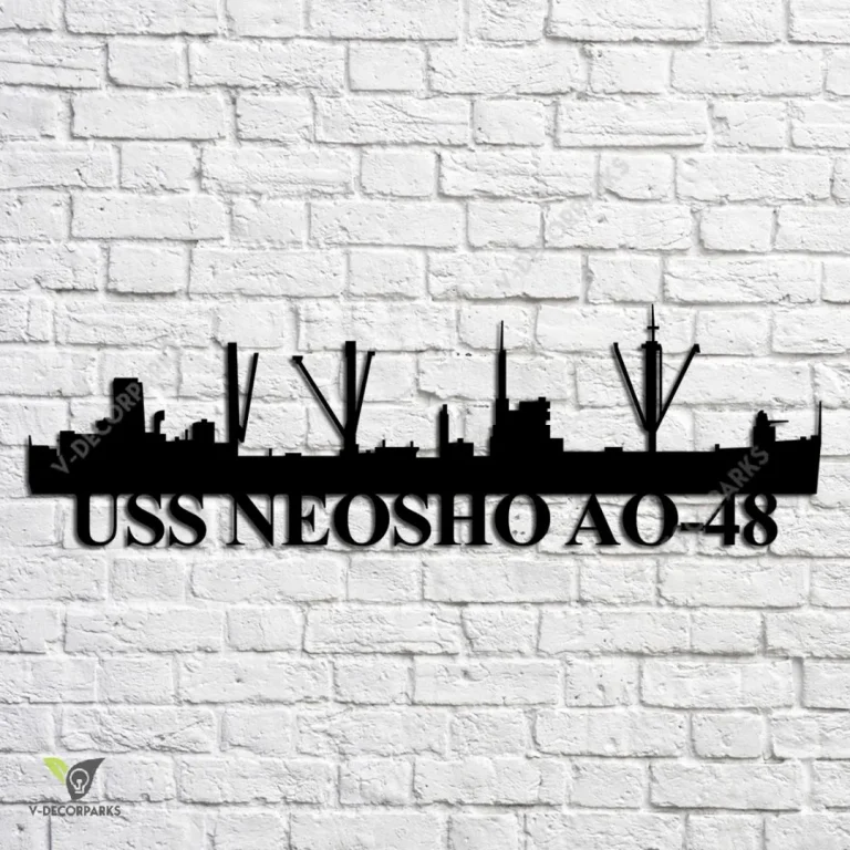 Uss Neosho Ao-48 Navy Ship Metal Art, Navy Ships Silhouette Metal Gift For Navy Veteran, Custom Us Navy Ship Metal Sign