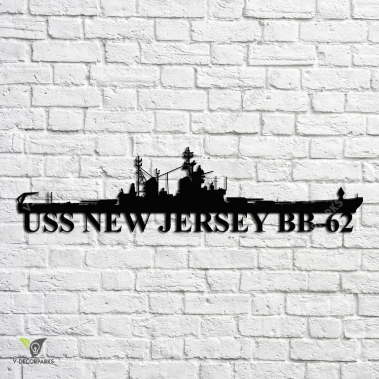 Uss New Jersey Bb 62 Navy Ship Metal Art, Navy Ships Silhouette Metal Gift For Navy Veteran, Custom Us Navy Ship Metal Sign