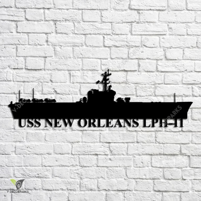 Uss New Orleans Lph-11 Navy Ship Metal Art, Navy Ships Silhouette Metal Gift For Navy Veteran, Custom Us Navy Ship Metal Sign