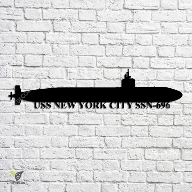 Uss New York City Ssn-696 Navy Ship Metal Art, Navy Ships Silhouette Metal Gift For Navy Veteran, Custom Us Navy Ship Metal Sign