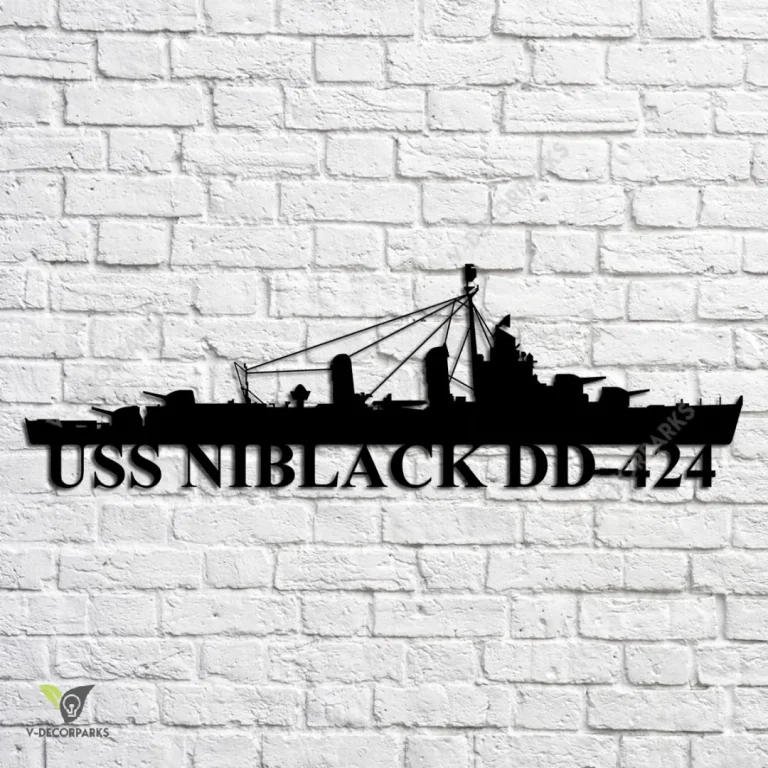 Uss Niblack Dd-424 Navy Ship Metal Art, Navy Ships Silhouette Metal Gift For Navy Veteran, Custom Us Navy Ship Metal Sign