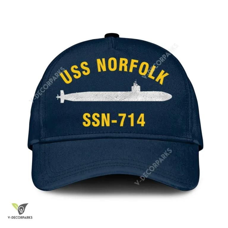 Uss Norfolk Ssn-714 Classic Baseball Cap Gift For Navy Veteran, Custom Print/embroidered Us Navy Ships Classic Cap