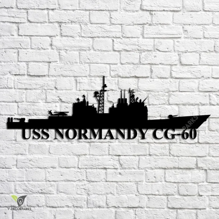 Uss Normandy Cg-60 Navy Ship Metal Art, Navy Ships Silhouette Metal Gift For Navy Veteran, Custom Us Navy Ship Metal Sign