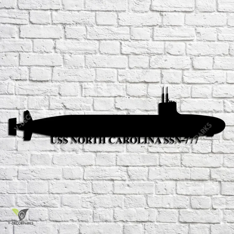 Uss North Carolina Ssn 777 Navy Ship Metal Art, Navy Ships Silhouette Metal Gift For Navy Veteran, Custom Us Navy Ship Metal Sign