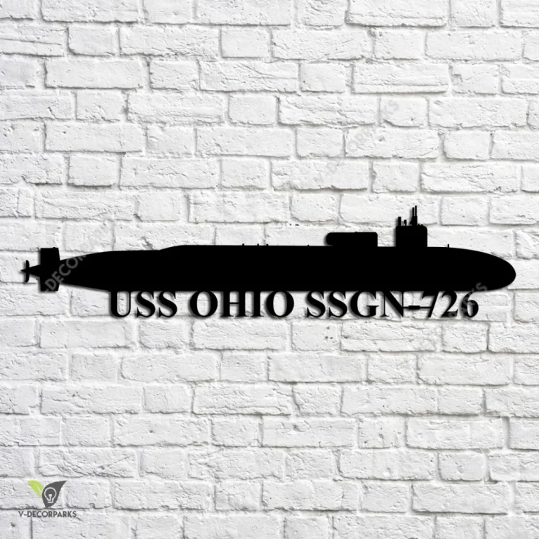 Uss Ohio Ssgn-726 Navy Ship Metal Art, Navy Ships Silhouette Metal Gift For Navy Veteran, Custom Us Navy Ship Metal Sign