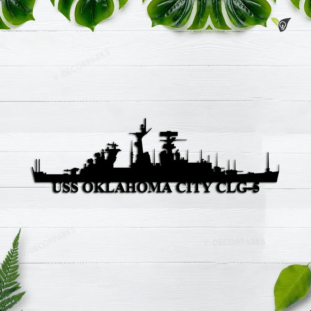 USS-Oklahoma-City-CLG-5.webp Uss Oklahoma City Clg-5 Metal Wall Art, Custom Us Navy Ships Metal Sign, Metal Veteran Decor, Navy Gift, Decor Decoration