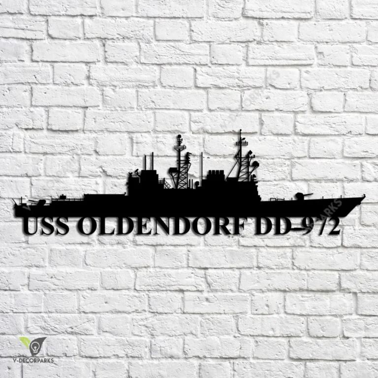 Uss Oldendorf Dd-972 Navy Ship Metal Art, Navy Ships Silhouette Metal Gift For Navy Veteran, Custom Us Navy Ship Metal Sign