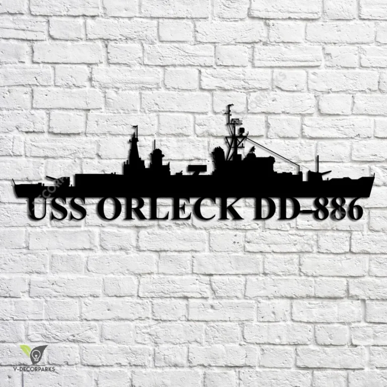 Uss Orleck Dd-886 Navy Ship Metal Art, Navy Ships Silhouette Metal Gift For Navy Veteran, Custom Us Navy Ship Metal Sign