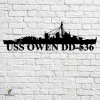 Uss Owen Dd-536 Navy Ship Metal Art, Navy Ships Silhouette Metal Gift For Navy Veteran, Custom Us Navy Ship Metal Sign