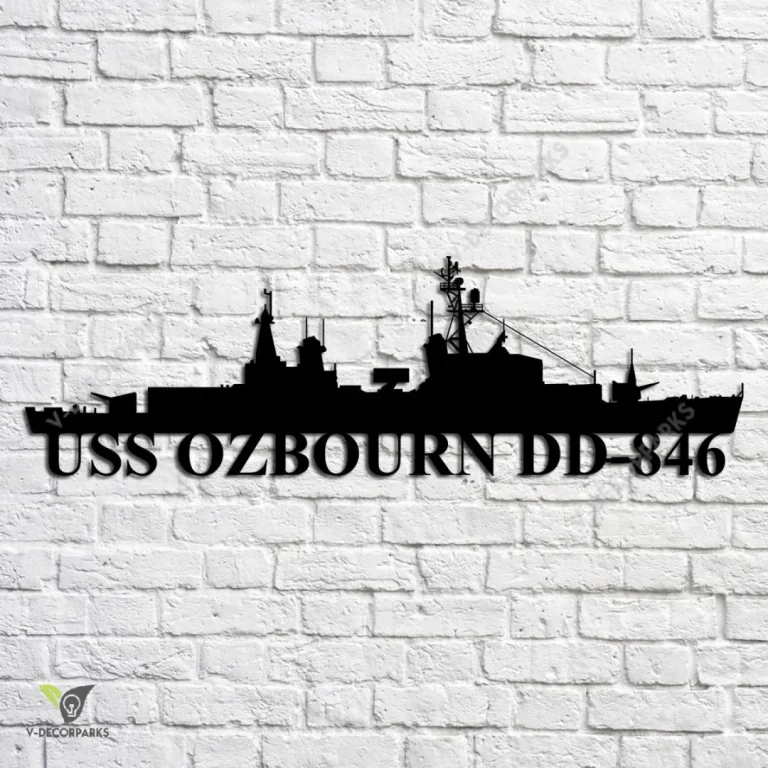 Uss Ozbourn Dd-846 Navy Ship Metal Art, Navy Ships Silhouette Metal Gift For Navy Veteran, Custom Us Navy Ship Metal Sign