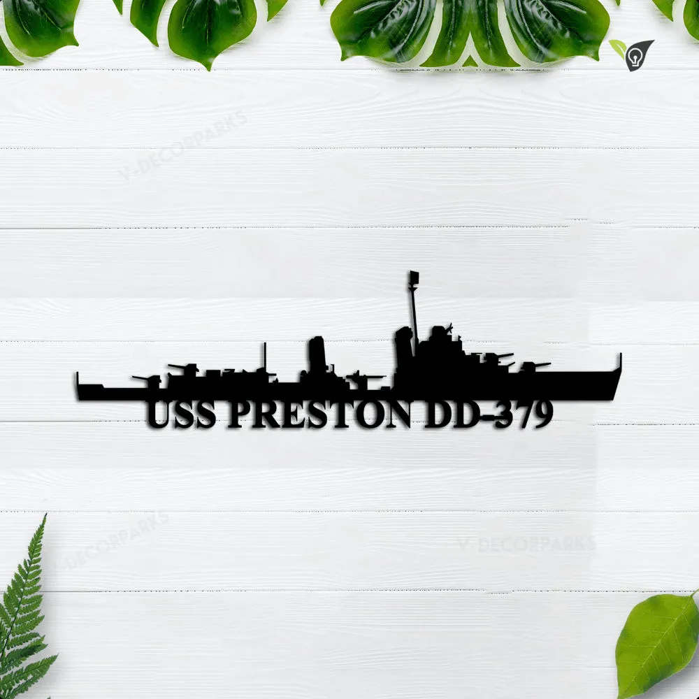 USS-PRESTON-DD-379.webp Uss Perston Dd-379 Metal Wall Art, Custom Us Navy Ships Metal Sign, Metal Veteran Decor, Navy Gift, Decor Decoration