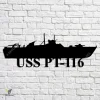 Uss Pt-116 Navy Ship Metal Art, Navy Ships Silhouette Metal Gift For Navy Veteran, Custom Us Navy Ship Metal Sign