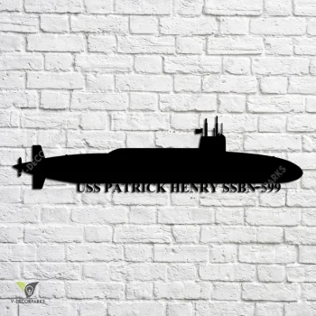 Uss Patrick Henry Ssbn-599 Navy Ship Metal Art, Navy Ships Silhouette Metal Gift For Navy Veteran, Custom Us Navy Ship Metal Sign